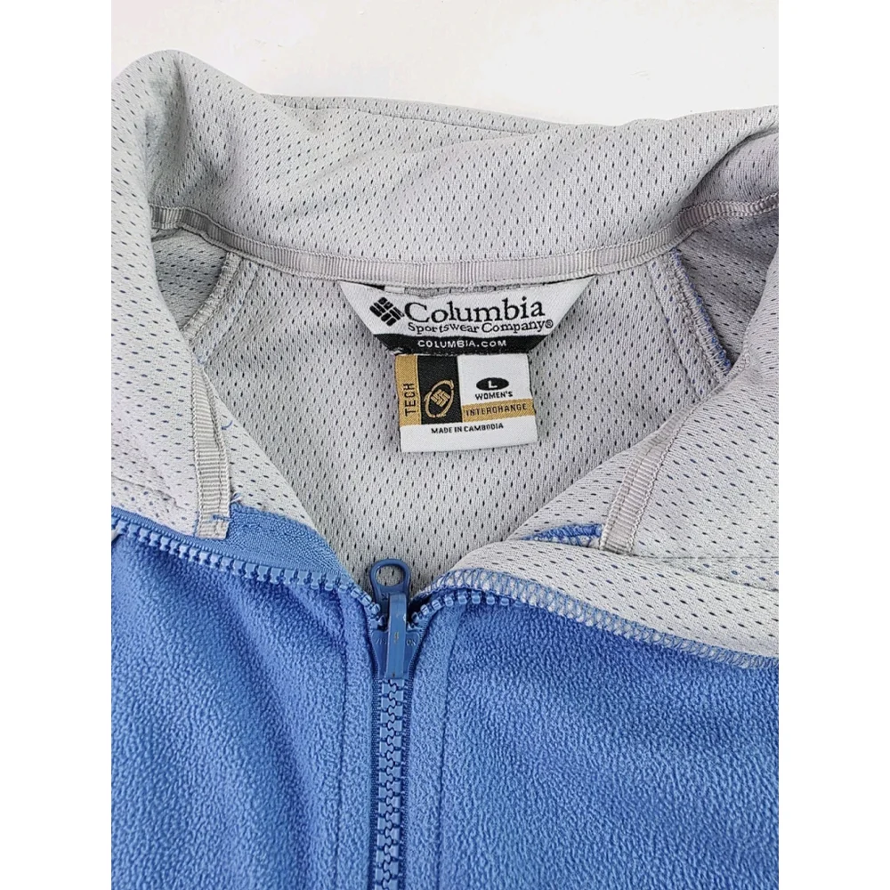 Columbia Tech Full-Zip Fleece Jacket Light Blue Women's Size Large